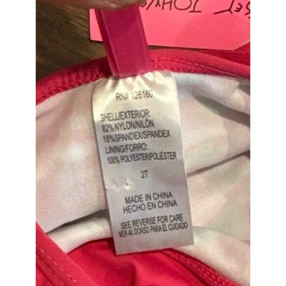 NWT Betsey Johnson 2-Piece Pink white Ruffle Bikini Set Floral Stripe Print 2T - Picture 6 of 6